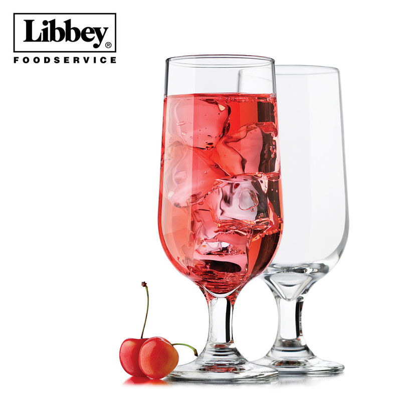 美国Libey强化无铅直身高脚果汁杯特饮杯玻璃杯简约水杯