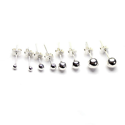 S990纯银耳钉圆珠耳钉99足银不过敏圆珠直径2-5mm