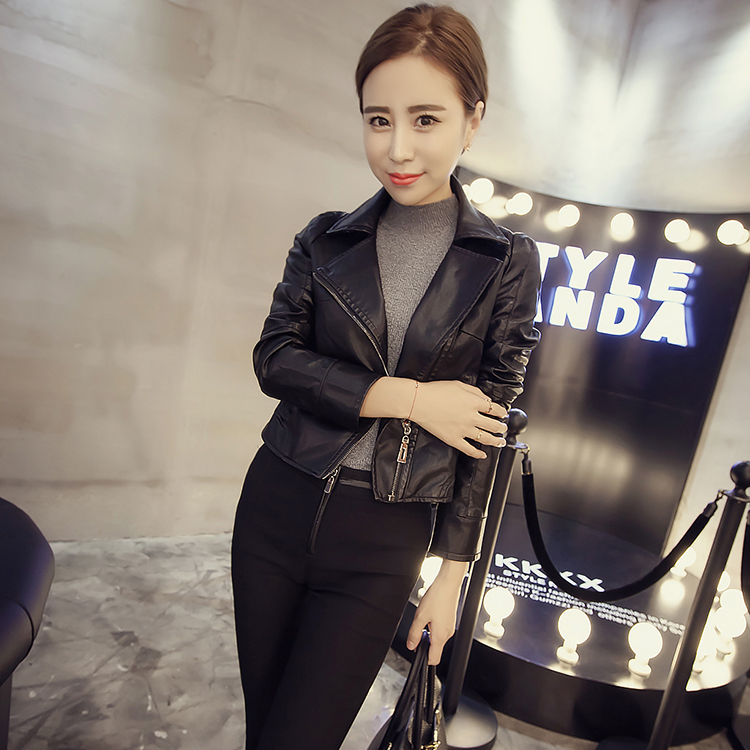 2015秋装新款短外套女机车皮衣长袖韩版上衣气质黑色潮小外套气质