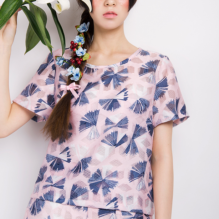 知布了ZEPROUD2015夏款特色镂空网格提花印染休闲短袖T恤原创设计