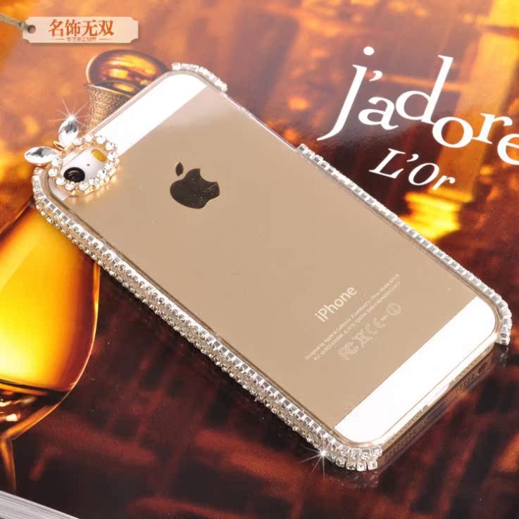 苹果4s手机壳水钻5S水钻边框镶贴钻女iPhone5S手机壳透明保护外套