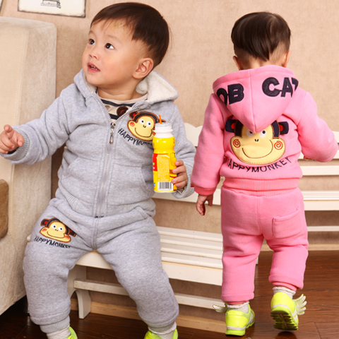 宝宝套装秋冬装男女童0-1-3岁儿童卫衣套潮婴幼儿加绒加厚二件套