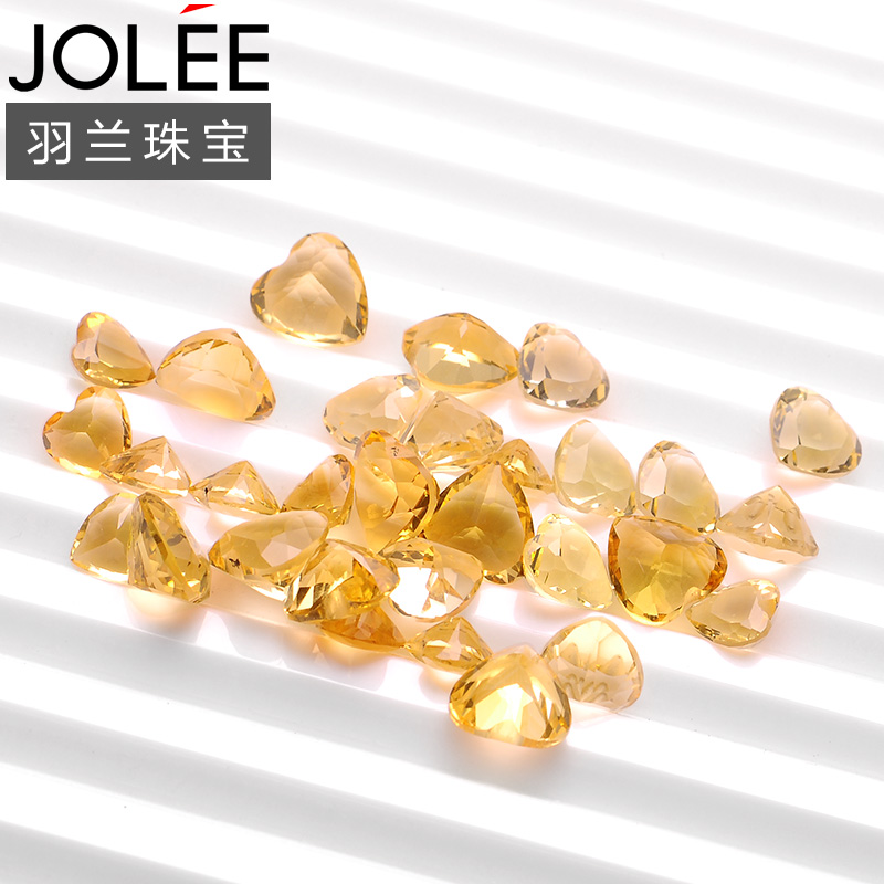 JOLEE天然黄水晶彩色宝石裸石批发心型戒面吊坠石10.9包邮