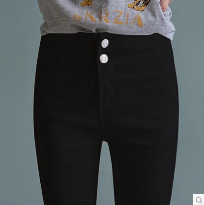 2015冬季新款大码高腰牛仔裤韩国修身显瘦女式小脚裤弹力铅笔长裤