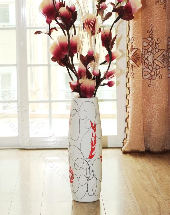 景德镇陶瓷客厅落地干花富贵竹插花瓶简约现代家居装饰品创意摆件