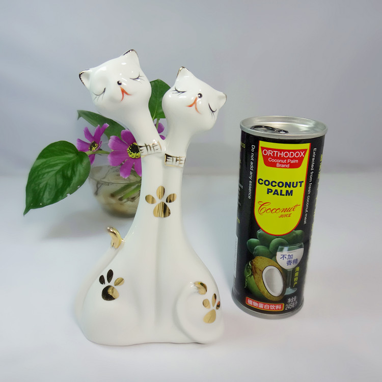 清仓处理价创意结婚礼品 陶瓷猫咪摆件工艺品 女生日礼物
