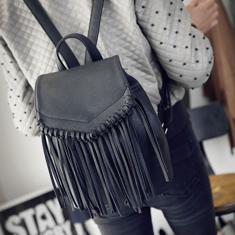 女包包2015新款时尚韩版流苏双肩包女士背包旅行包学院风潮包休闲