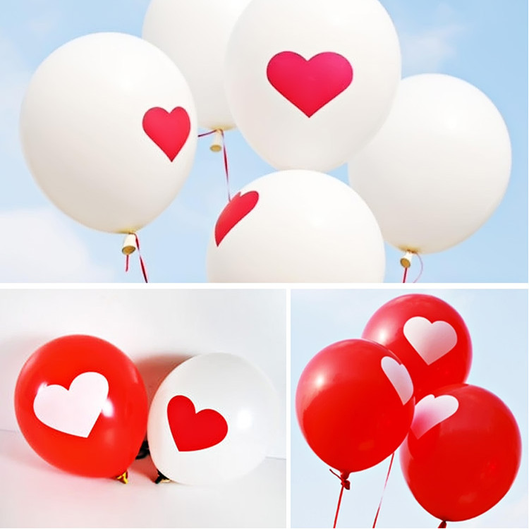 12寸气球单面印爱心形婚庆婚礼求婚情人节派对氦气球充家用氦气罐