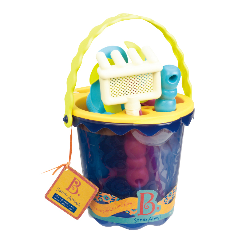 美国B.Toys正品 夏日沙滩戏水玩具 沙滩水桶玩具海军蓝色中号水桶