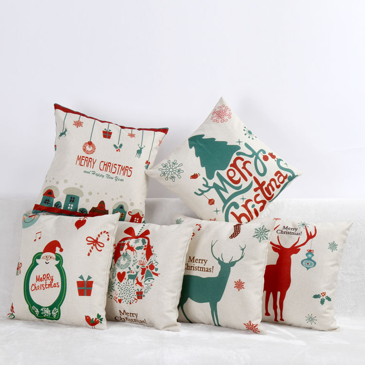 圣诞爆款促销 家居沙发办公创意午睡亚麻抱枕靠垫坐垫套含芯