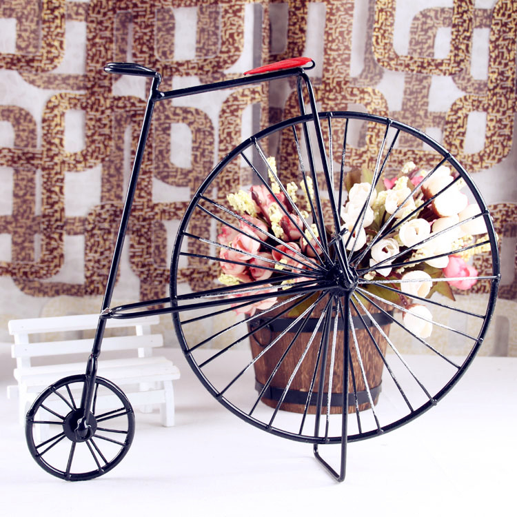 金属工艺品 铁艺老式大轮子自行车模型 摄影家居创意送人礼物