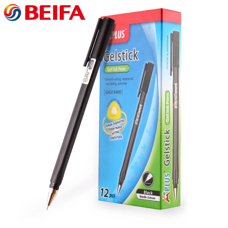 贝发/BEIFA 办公学习文具插套水笔 中性笔0.6mm 12支装 GA315400