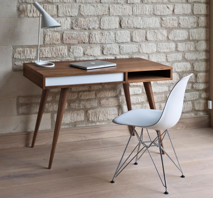 北欧 电脑桌 台式家用实木 双人 书桌子简约现代 办公桌子工作台