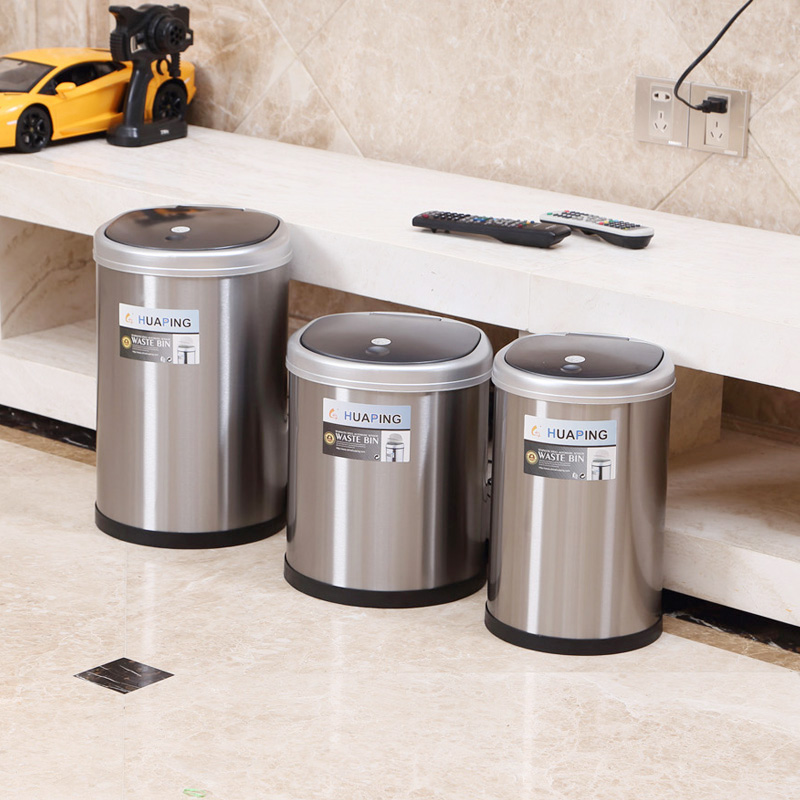 HP/华萍按压垃圾桶家用大号不锈钢客厅卫生间创意手按式垃圾桶