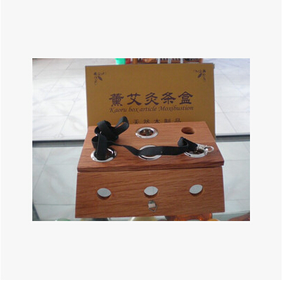 正品加厚实木艾灸盒 橡木制六孔温灸盒 6孔木质温灸器灸盒盒艾盒
