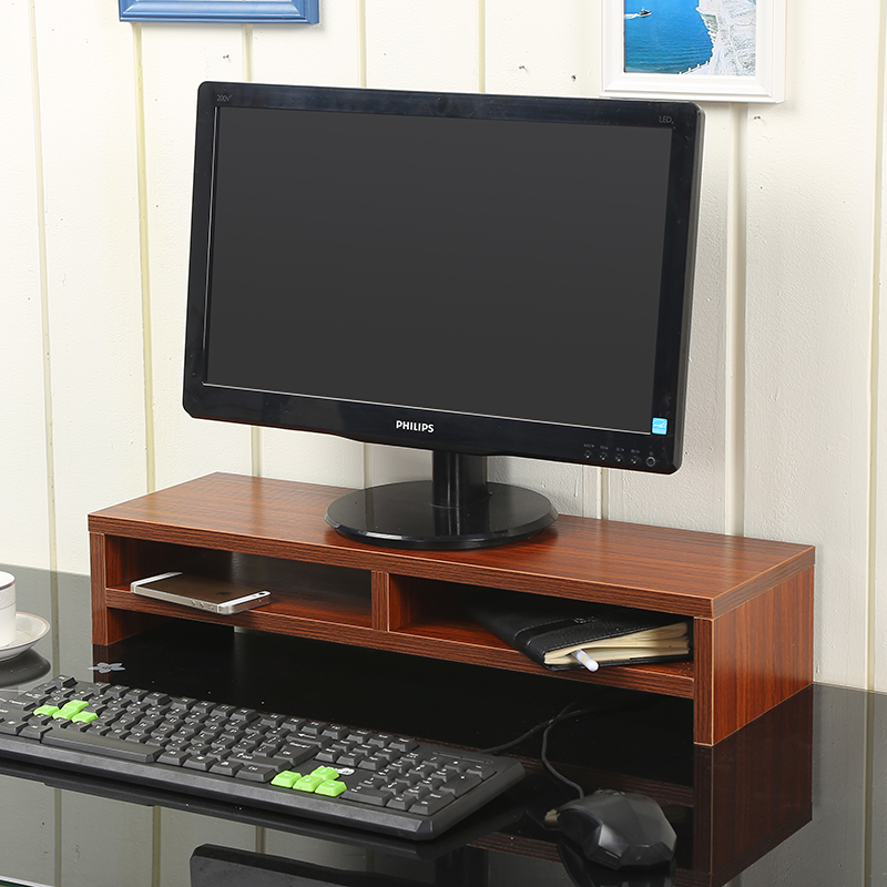 显示器增高支架电脑托架桌面整理收纳置物架木质抽屉式放置架定制