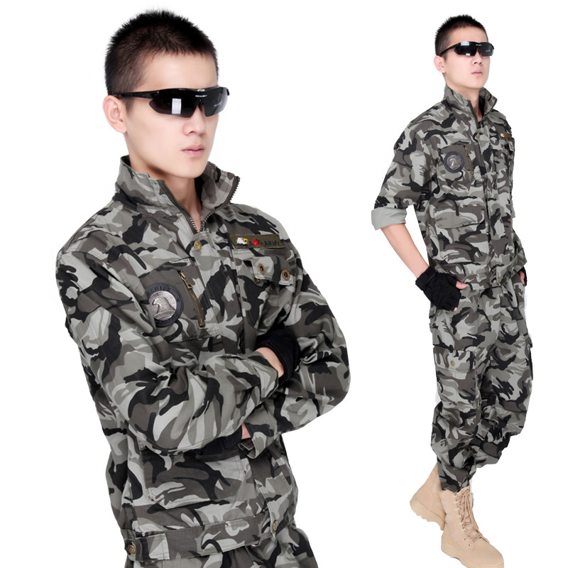 正品户外军迷男士迷彩服套装空降师休闲多袋暗迷彩服作训服野战服