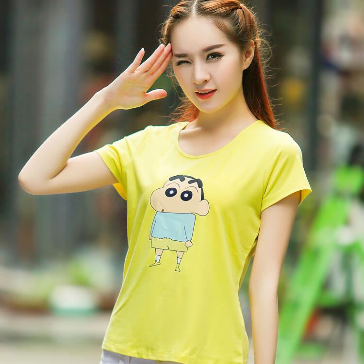 蜡笔小新2015夏季新款韩版学生短袖女t恤 印花半袖衫上衣打底衫女