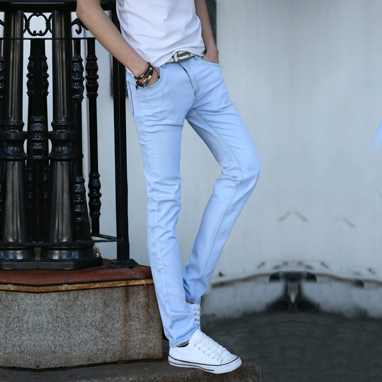 2015夏季款青年男士流行弹力休闲潮流韩版修身长裤子小脚牛仔裤子