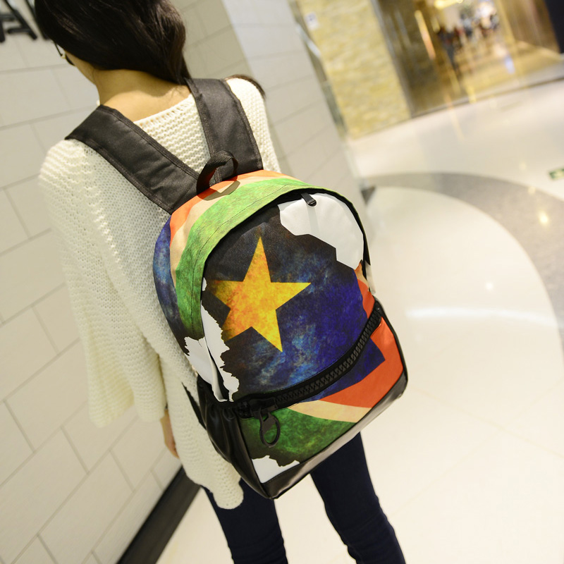 韩版女包帆布双肩包涂鸦个性印花背包潮酷大容量中学生书包旅行包