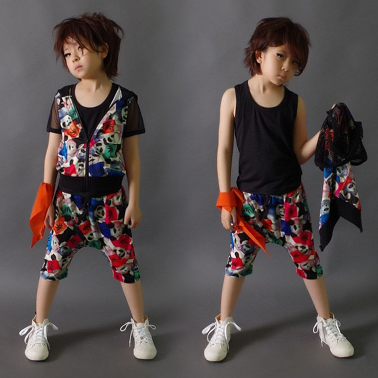 2015男童个性街舞套装夏装 HIPHOP儿童背心哈伦三件套韩版短袖潮