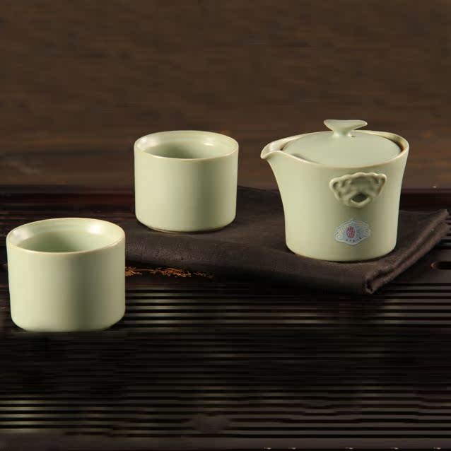 东道汝窑功夫茶具 景德镇陶瓷茶侧茶杯组整套套装 如意侧杯个人组