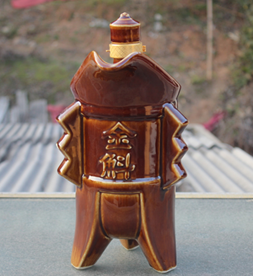 景德镇陶瓷酒瓶三斤装金斛酒瓶 仿古3斤装陶瓷酒瓶送锁扣