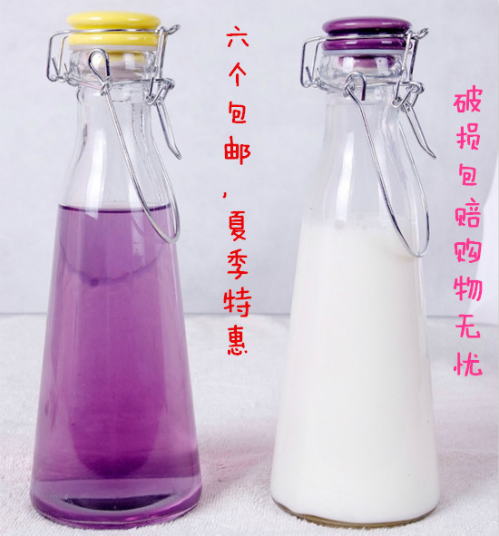 促销特价 和风来酵素瓶手提玻璃奶瓶牛奶果汁保鲜瓶豆浆瓶酸奶瓶