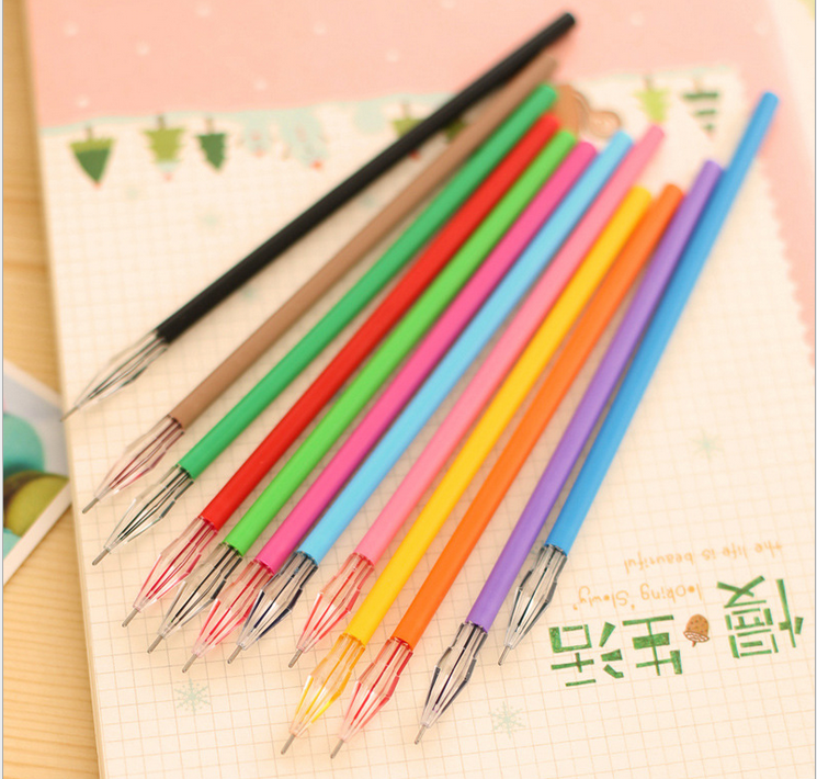 韩国款创意文具钻石头替芯彩色中性笔笔芯 0.38mm 清新彩色 12色