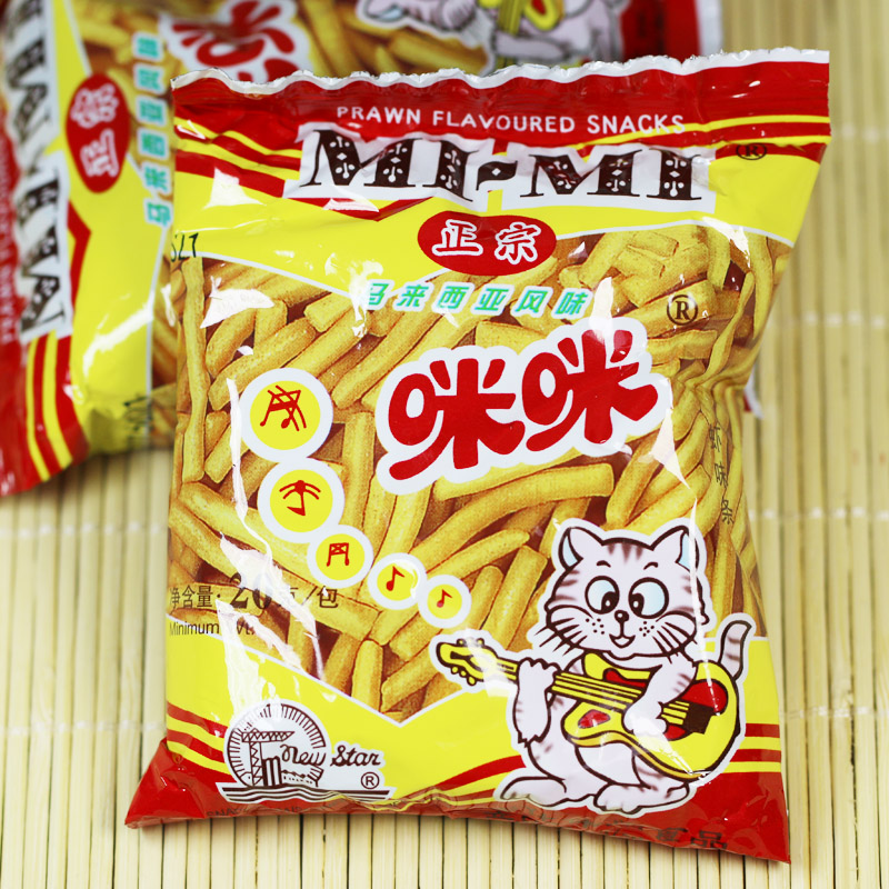 【80包包邮】马来西亚风味咪咪虾条80后怀旧薯片膨化小零食品店