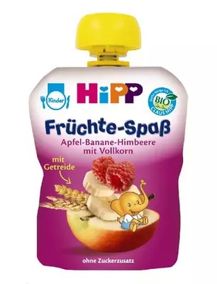 德国hipp有机水果泥吸吸乐 苹果香蕉草莓全麦口味 1-3岁宝宝