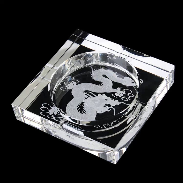高档水晶烟灰缸 创意礼品 精品欧式烟缸 公司礼品定制 直方款深雕