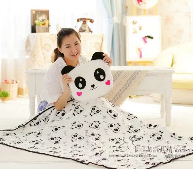 毛绒玩具抱枕被子卡通可爱熊猫空调被两用被大号小号毯子特价包邮