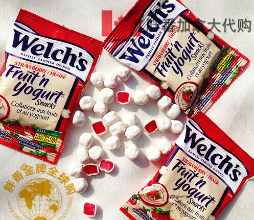 草莓酸奶夹心超好吃纯天然果汁Welch's软糖零卡路里/进口零食美味