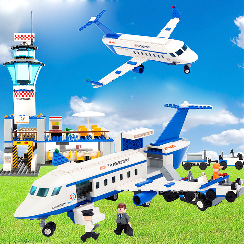 古迪益智拼装式积木大型客机空中客车私人飞机拼装拼插玩具积木