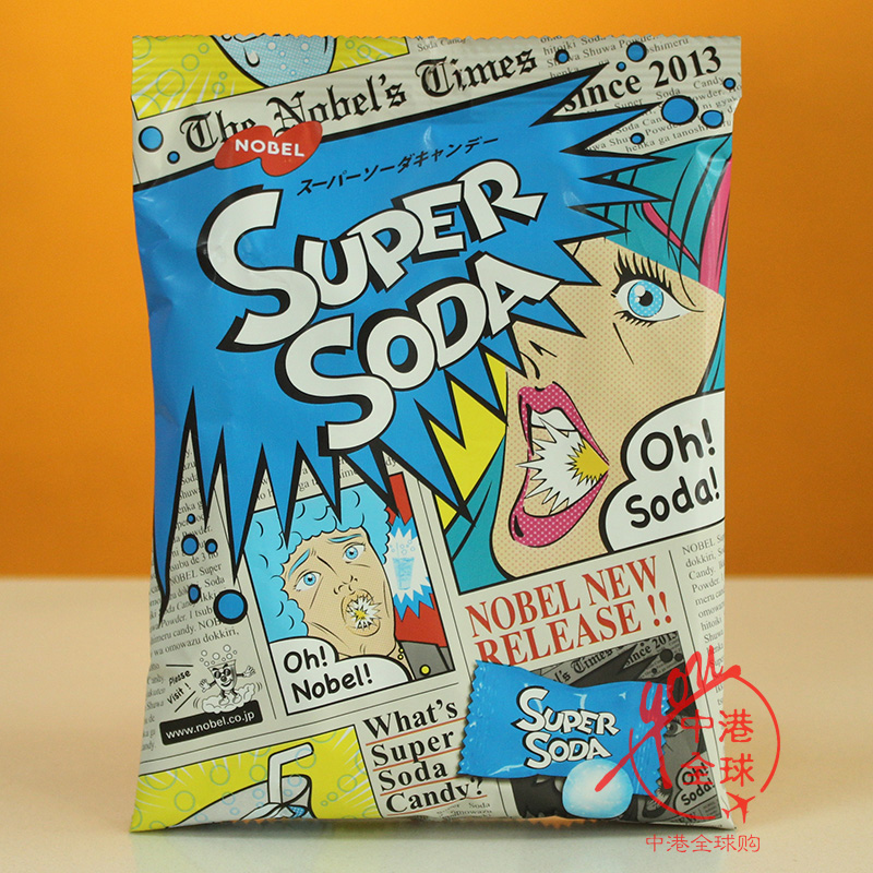 进口零食超酸糖果免运费包邮日本食品nobel糖诺贝尔super soda的
