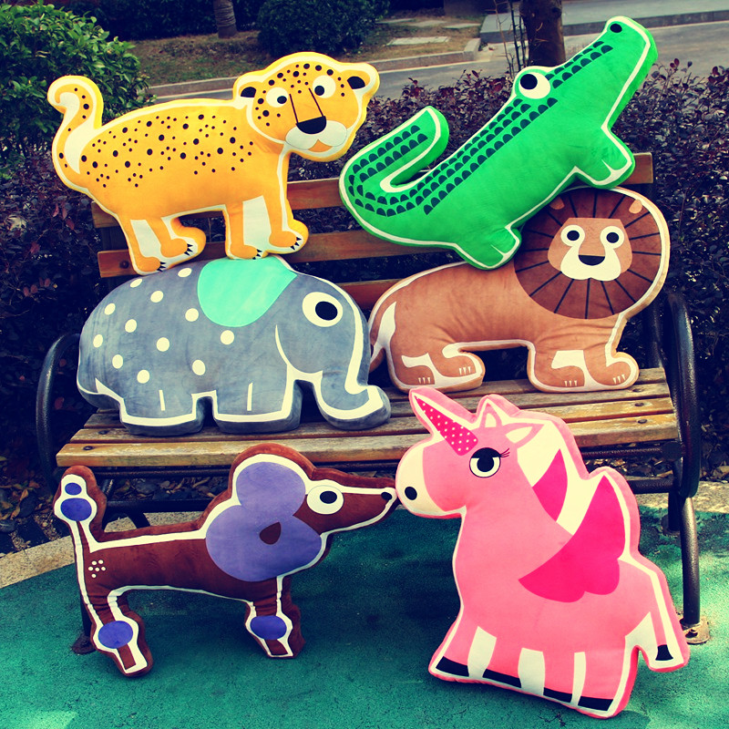 卡通纯棉动物抱枕儿童收纳系列动物造型抱枕靠垫玩具卡通玩偶