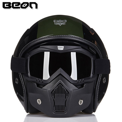 正品荷兰BEON复古哈雷半盔 摩托车头盔军盔个性头盔安全男含风镜