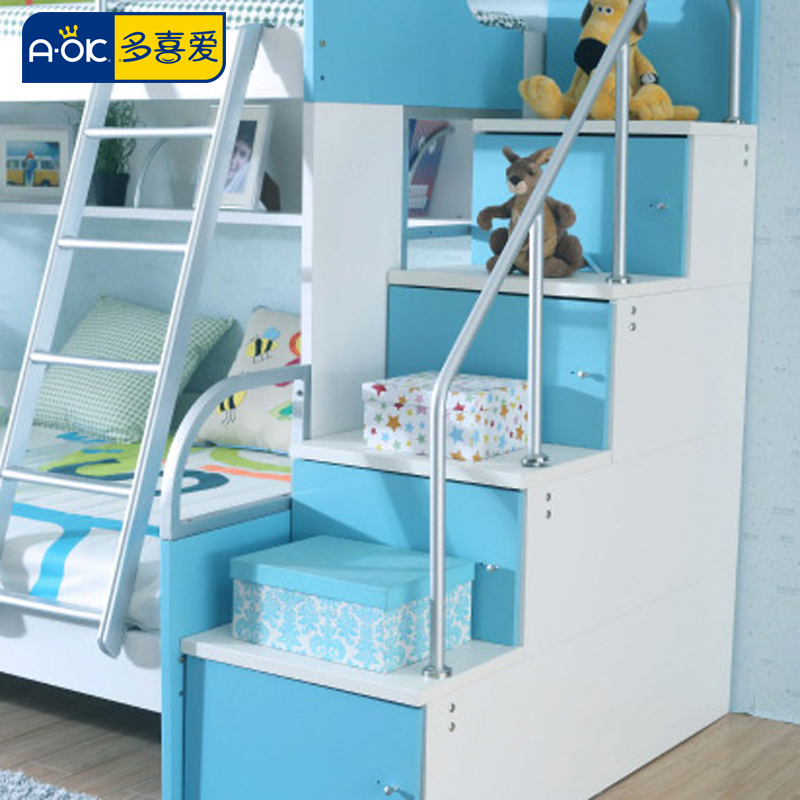 多喜爱儿童家具 多功能床梯 儿童床储物柜 床高低床柜梯 多色可选