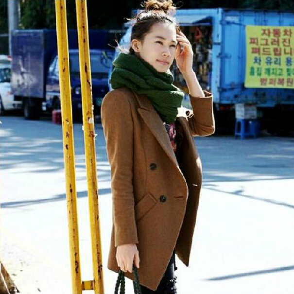 2014新款冬装毛呢外套女装呢子大衣女学生韩版中长款小西装厚外套