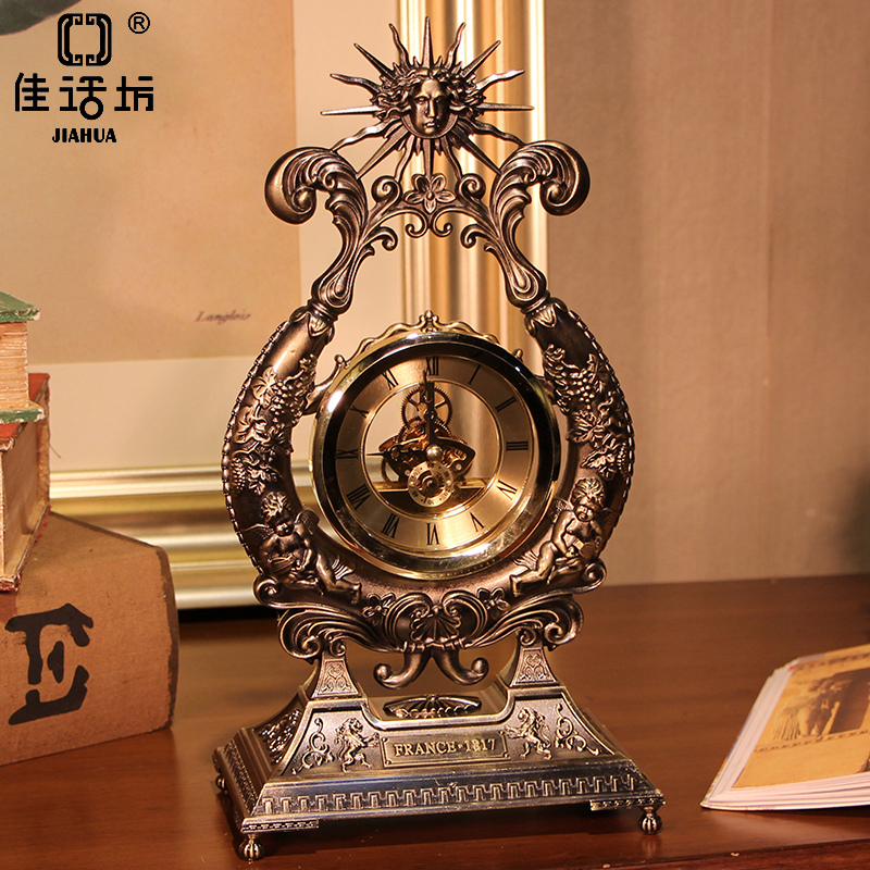 佳话坊 欧式钟表金属座钟客厅奢华创意典雅摆钟仿古钟欧式钟表