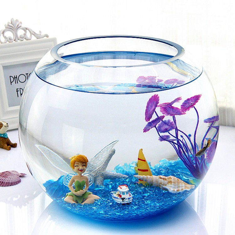 透明玻璃圆球花盆瓶养鱼水培水生植物鱼缸圆球玻璃盆带定植篮包邮