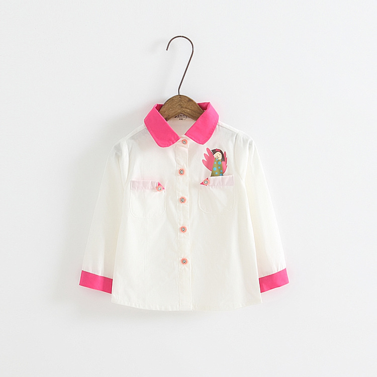 2015新款童装春装女童长袖娃娃领上衣衬衣 女宝宝上装衬衫