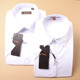 步森衬衫职业男女式（V字领）短袖衬衫纯白色BUSEN步森工作服衬衣