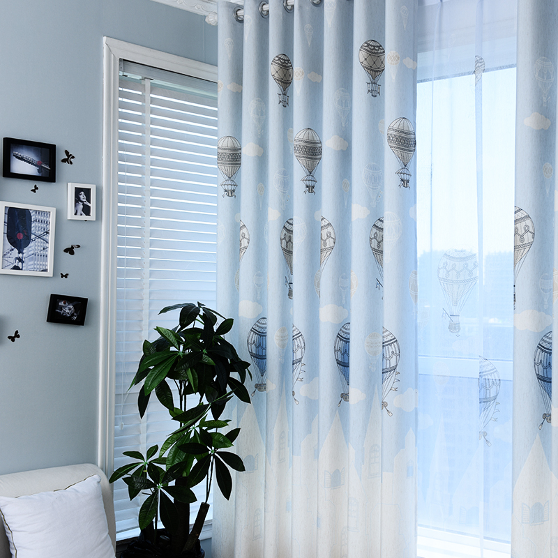 定制遮阳窗帘成品卡通地中海半遮光儿童房平面窗窗帘卧室客厅特价