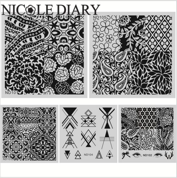 Nicole Diary美甲印花钢板印花钢板印花板转印工具 指甲印花模板