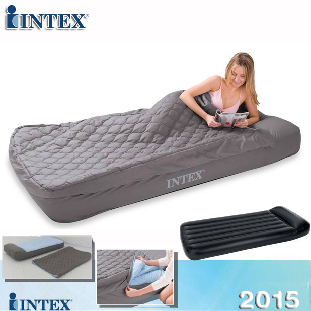 原装正品INTEX豪华单人加大充气床垫植绒气垫床 内置电泵送睡袋