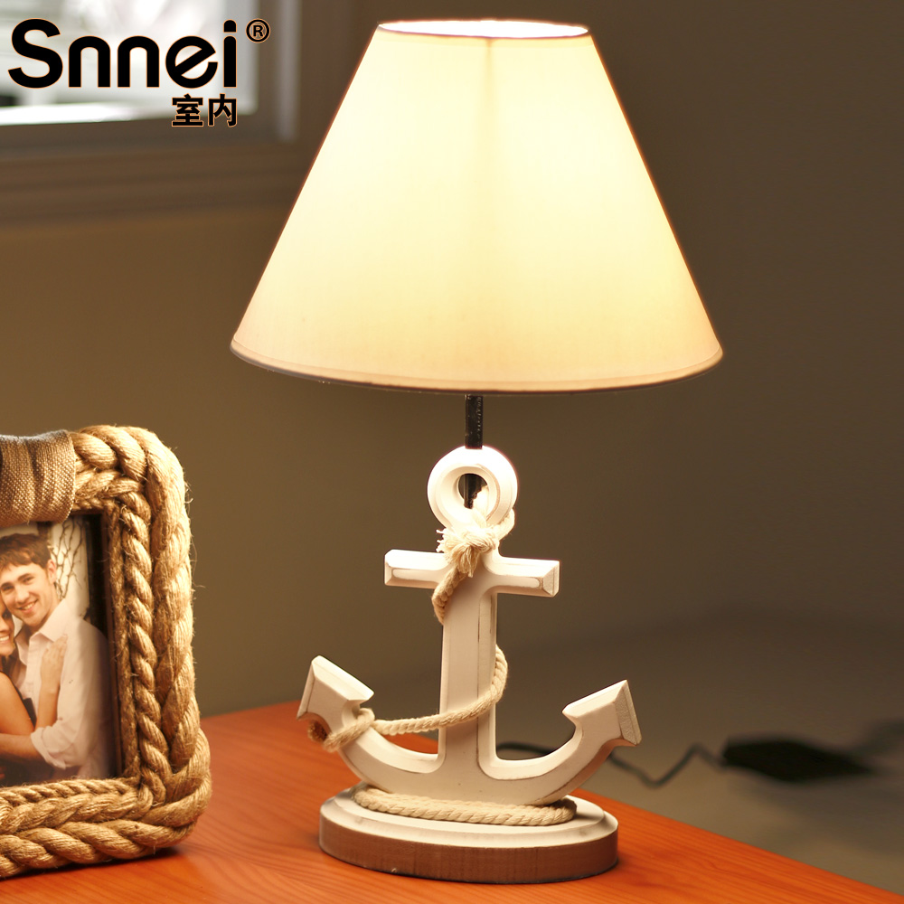 地中海风格装饰实用台灯创意船锚海洋主题酒店柔和透光做旧设计感