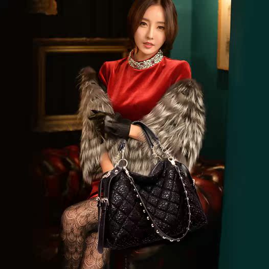 欧洲站女士大包包斜跨单肩手提包袋 2015新款潮蕾丝女包时尚韩版