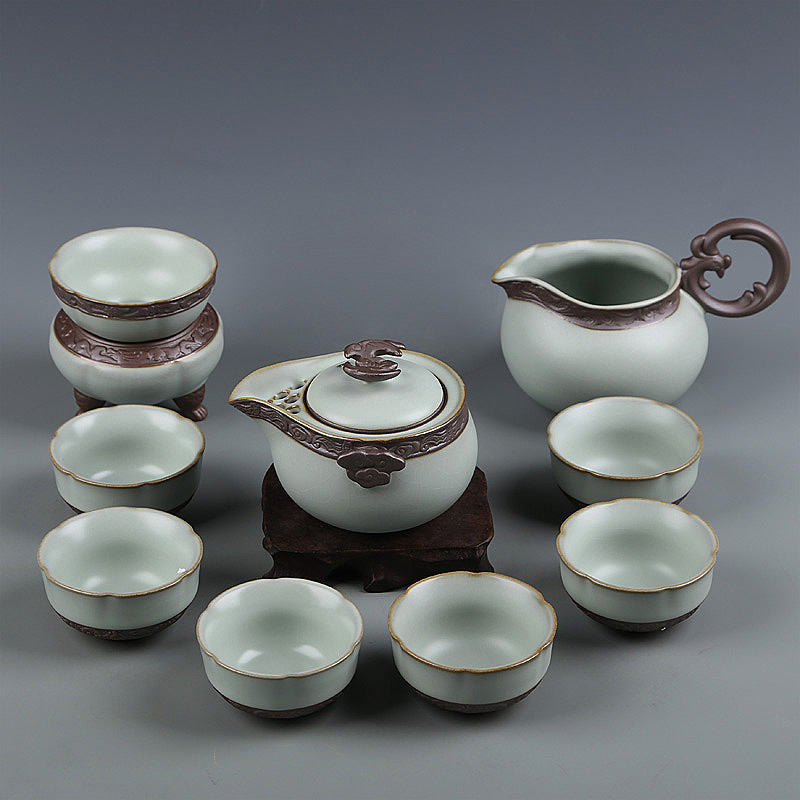 茶具套装特价 汝窑哥窑功夫茶具套装 整套陶瓷茶壶 茶杯茶道包邮